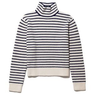 KULE ‘The Banks’ Striped Turtleneck Sweater In Cream And Navy